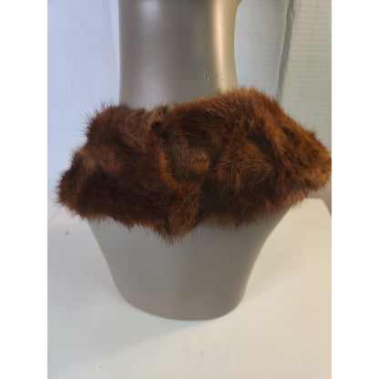 Vintage Brown Real Fur Collar Wrap Stole Coat Collar Craft