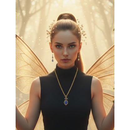 1928 Jewelry Co. Victorian Revival Blue Cabochon Gold Tone Lariat Necklace