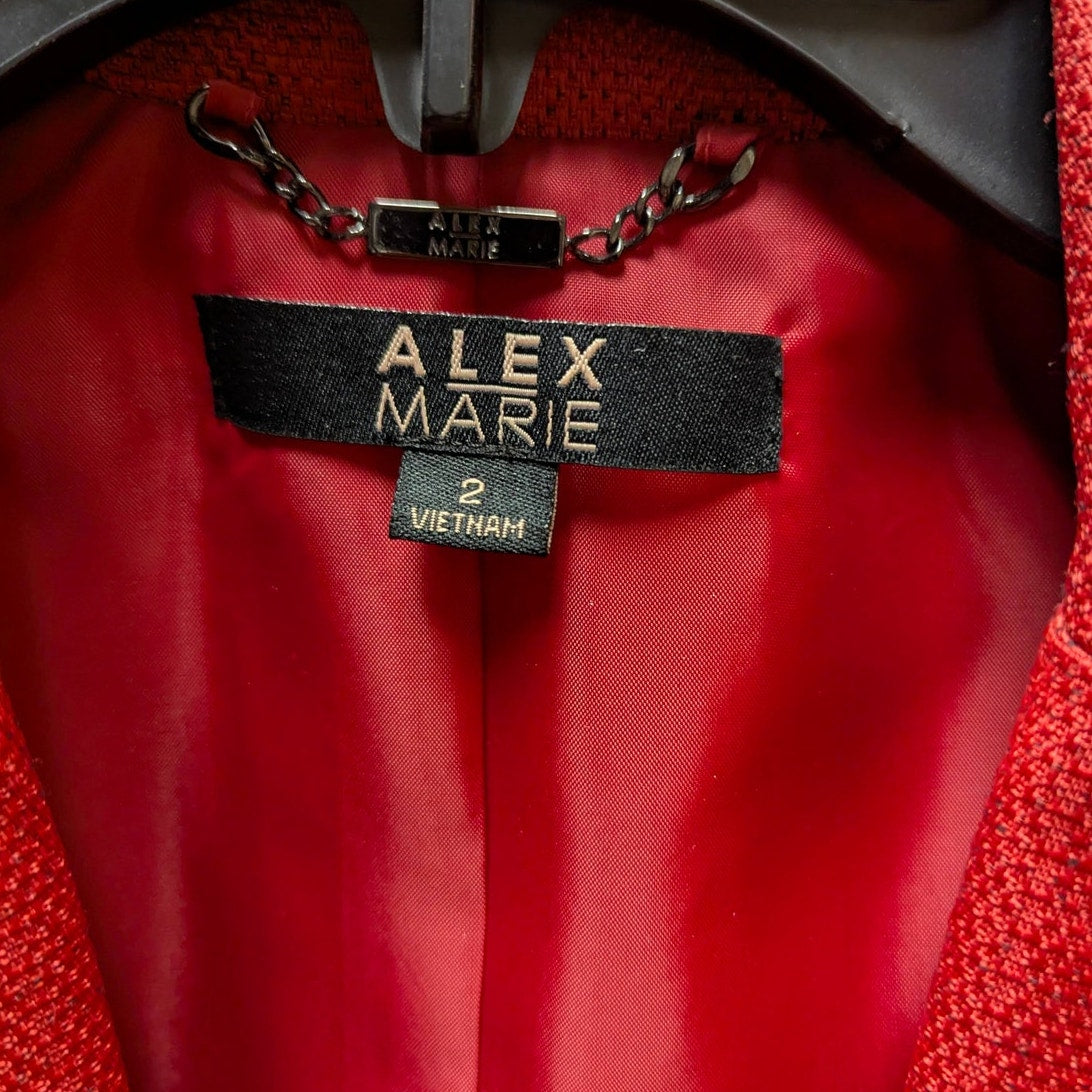 Alex Marie Red Textured Peplum Blazer Dark Academia Corporate Core Size 2 Jacket