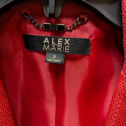 Alex Marie Red Textured Peplum Blazer Dark Academia Corporate Core Size 2 Jacket