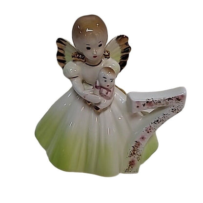 Vintage JOSEF ORIGINALS Birthday Girl Angel Figurine Age 7 Holding Baby EUC