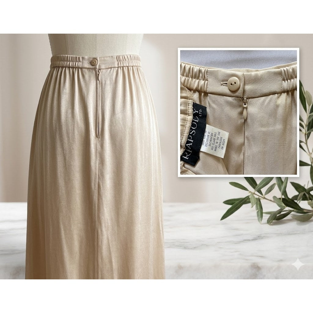 Vintage Rhapsody Ltd Champagne Shimmery Maxi  Lined Small No Pockets