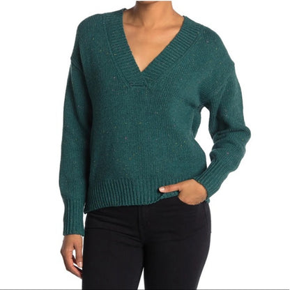 Abound Weekend V-Neck Flecked Sweater Sz MEDIUM  in Teal Cyrus Nep NWT WINTER