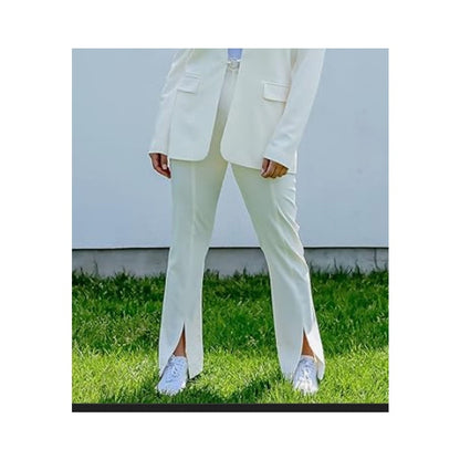 Danielle Bernstein Slit-Front Dress slacks Pants High Rise Cloud White 22W NWT
