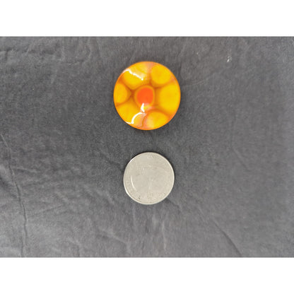 Vintage W. Germany Hand Painted Enameled Metal ClipOn Earrings Orange Yellow