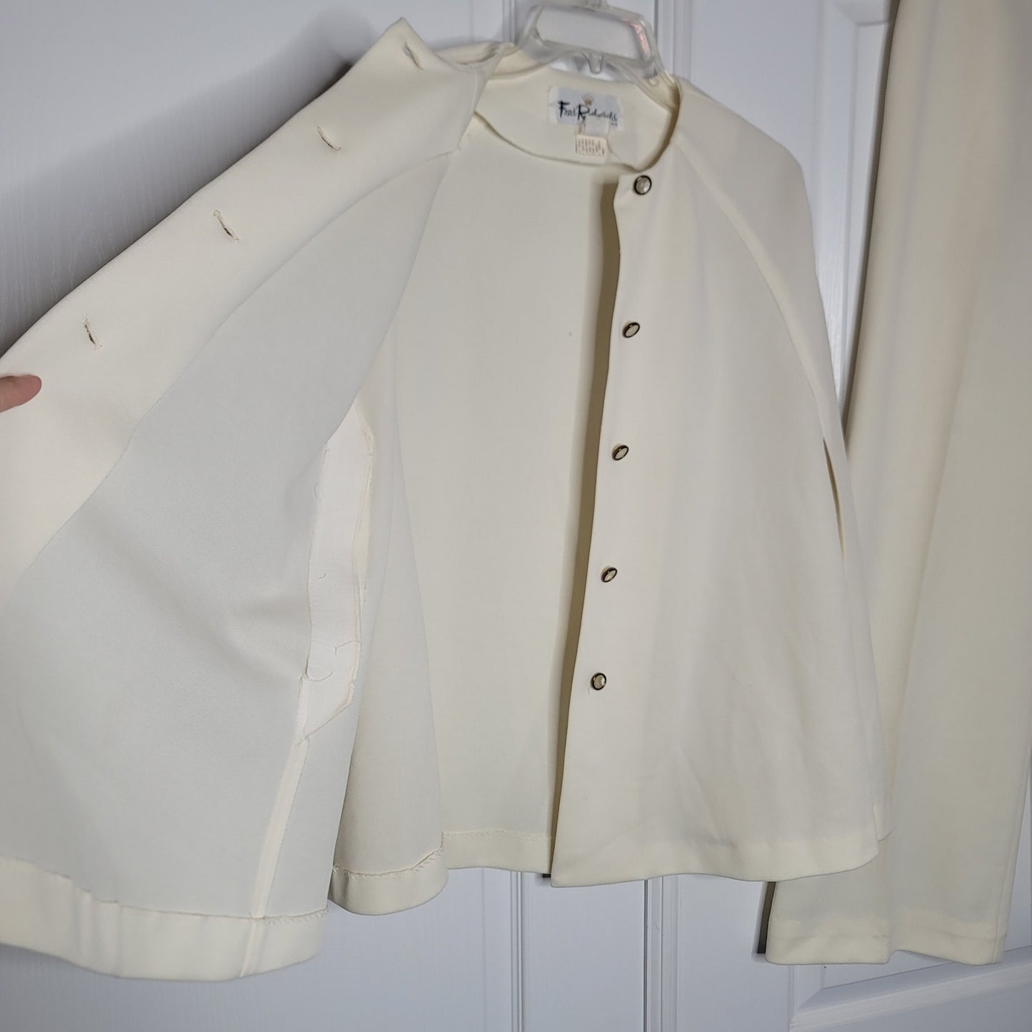 Vintage Fred Rothschild Poly 2pc Set Cape Pants Cream Small/Medium
