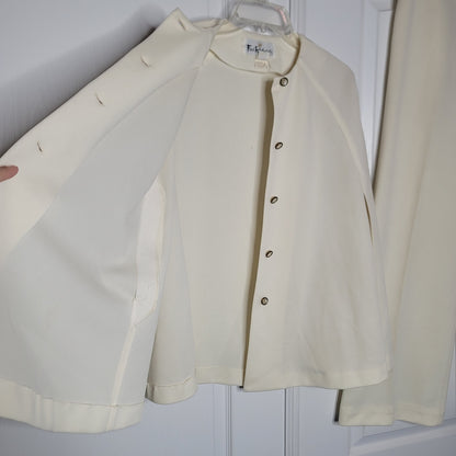 Vintage Fred Rothschild Poly 2pc Set Cape Pants Cream Small/Medium