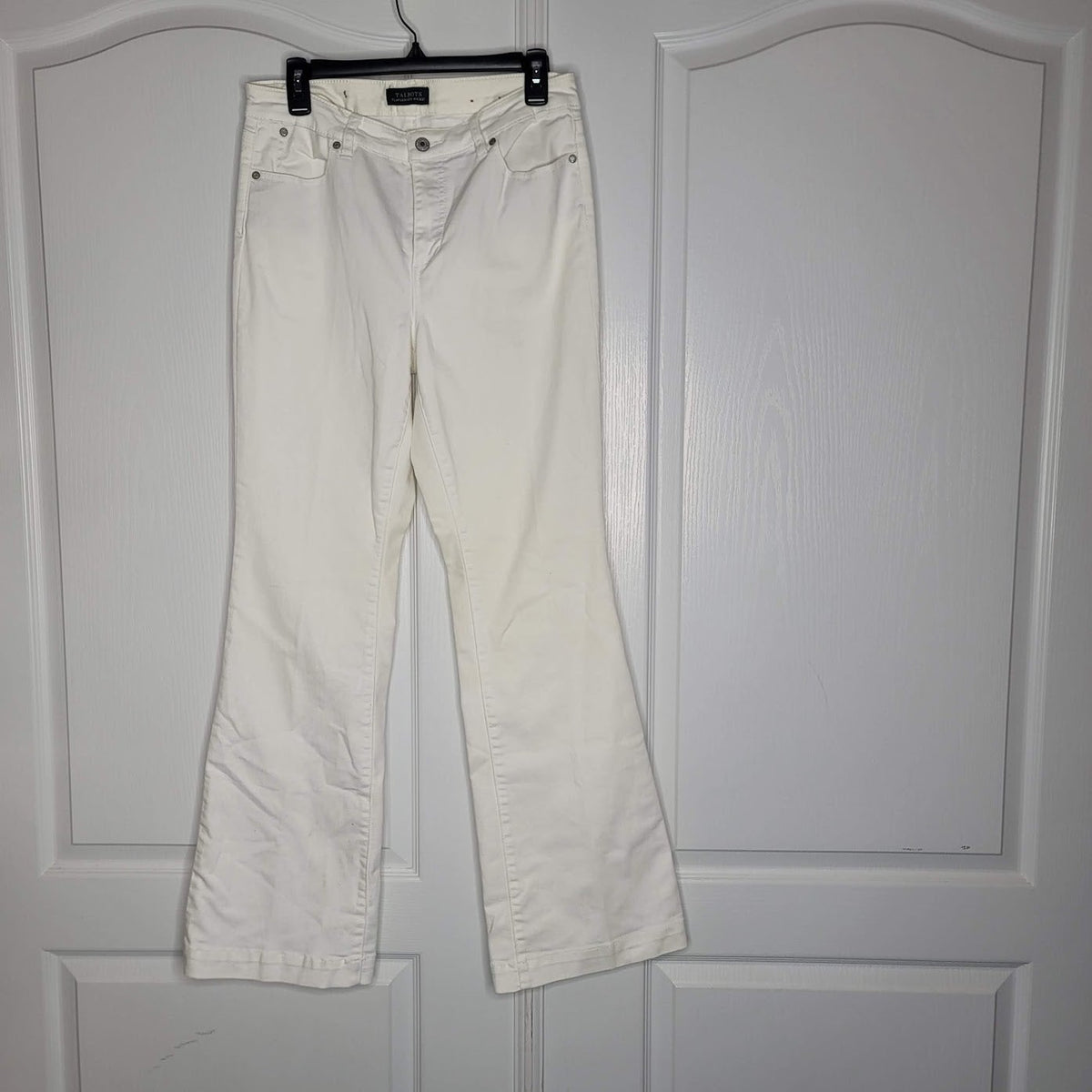 Talbots womens boot cut White Jeans Button Zip Cotton Stretch 30" Waist
