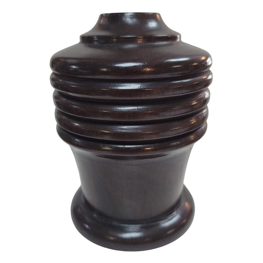 Hand turned black walnut vase heavy aged solid wood crackle varnish vessel