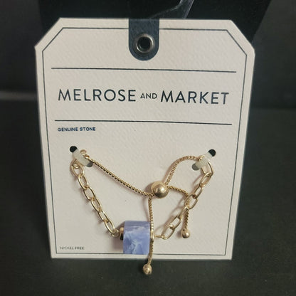 NWT - MELROSE and MARKET Square Stone Gold Tone Adjustable Bracelet - OS