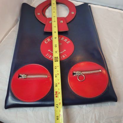 Vintage Crociere Siosa Line bag travel red blue cruise tote purse metal zippers