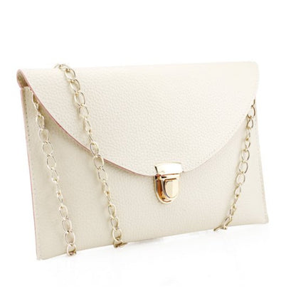 Vegan Pebbled Leather Conververtible Clutch Purse Shoulder Bag gold chain clasp