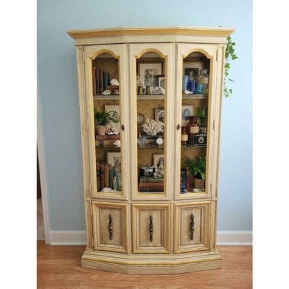 Secondhand Sandies: Vintage French Provincial Low Profile China Cabinet Hutch Cream