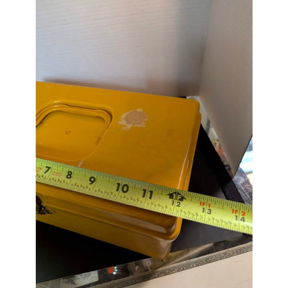 Vintage Wil-Hold yellow sewing box solid lid retro craft storage 1960s