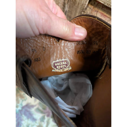 Nocona Vintage Brown Full Quill Ostrich Leather Western Cowboy Boots 9.5 D