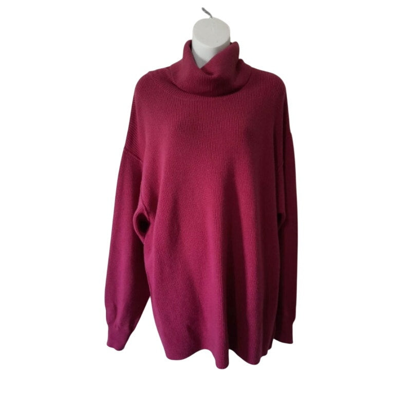 Free People Pullover Turtleneck Sweater Berry Crush Size LARGE Softly Structured