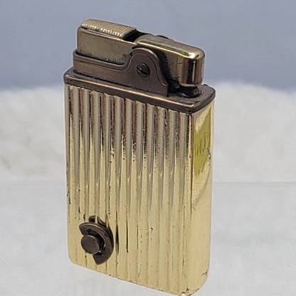 Vintage Ribbed Gold Mechanical Music Box Pocket Lighter Japan Smoke Gets In Eyes