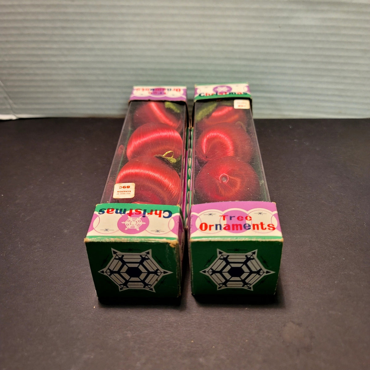 8 spun Nylon vintage christmas tree ornaments 2 packs red 2" balls