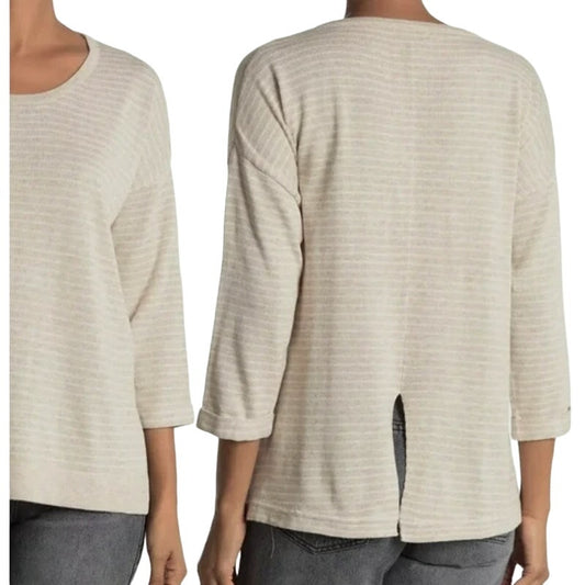 NWT Heartloom Pullover Scoop Neck Striped Sweater Sz XS/Extra Small in Oat
