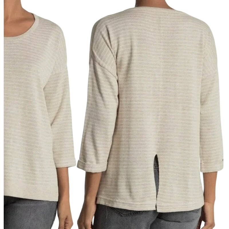 NWT Heartloom Pullover Scoop Neck Striped Sweater Sz XS/Extra Small in Oat