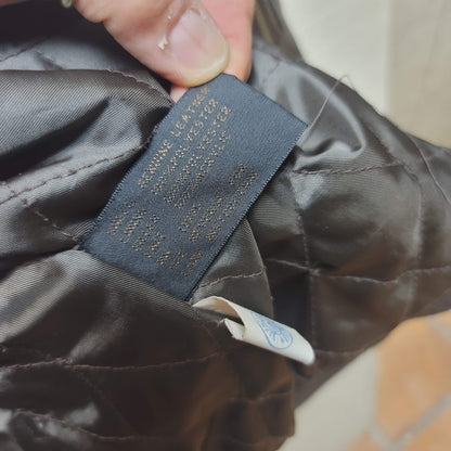 vintage bomber jacket Brown weekends LEATHER pockets lined ribbed cuffs LARGE