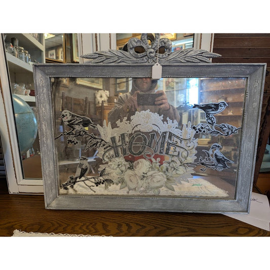 Secondhand Sandies: Ornate mirror with decor rubs added Vintage