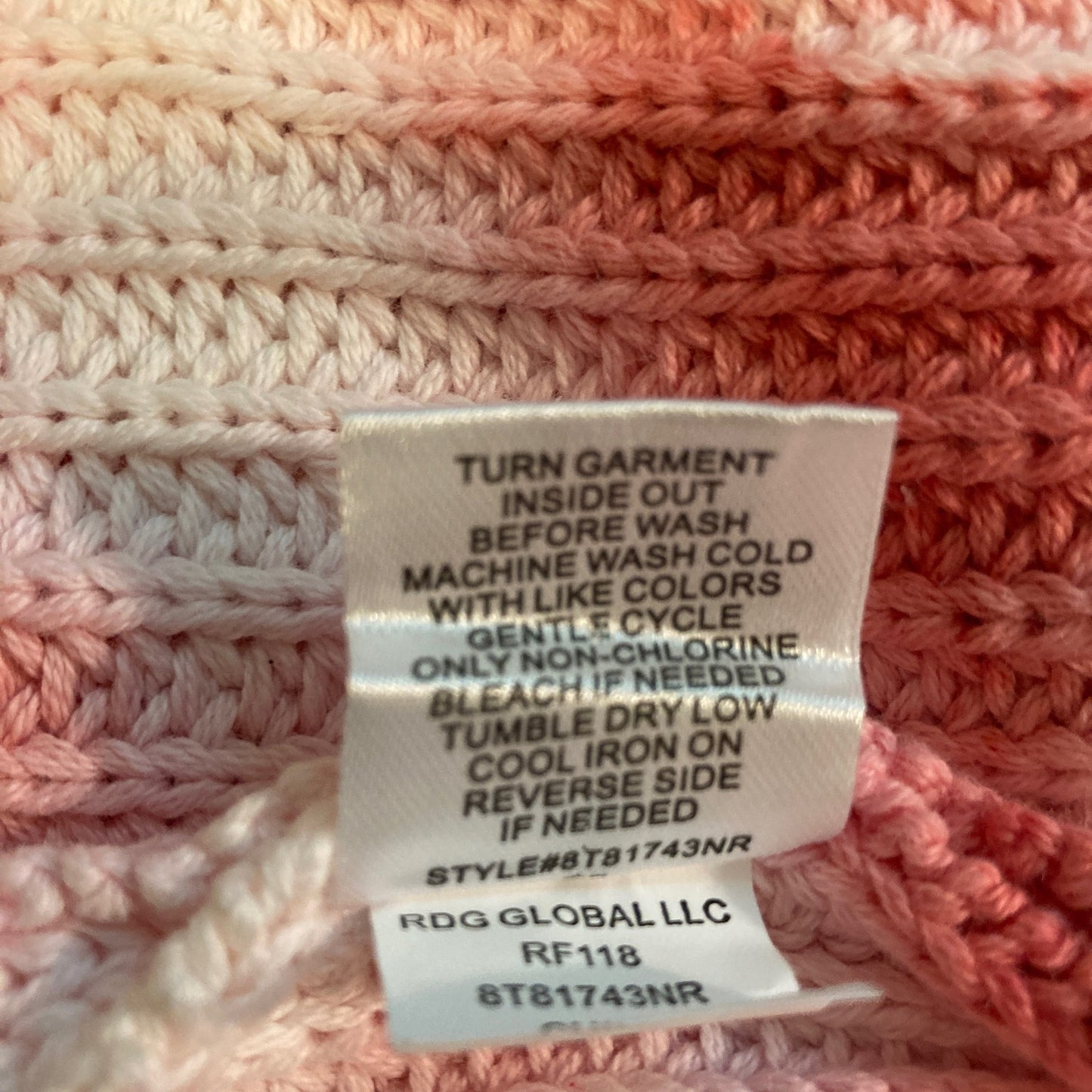 Freshman 1996 Pullover Sweater Size Large 12/14 Pink-White Tie Dye NWT Chunky