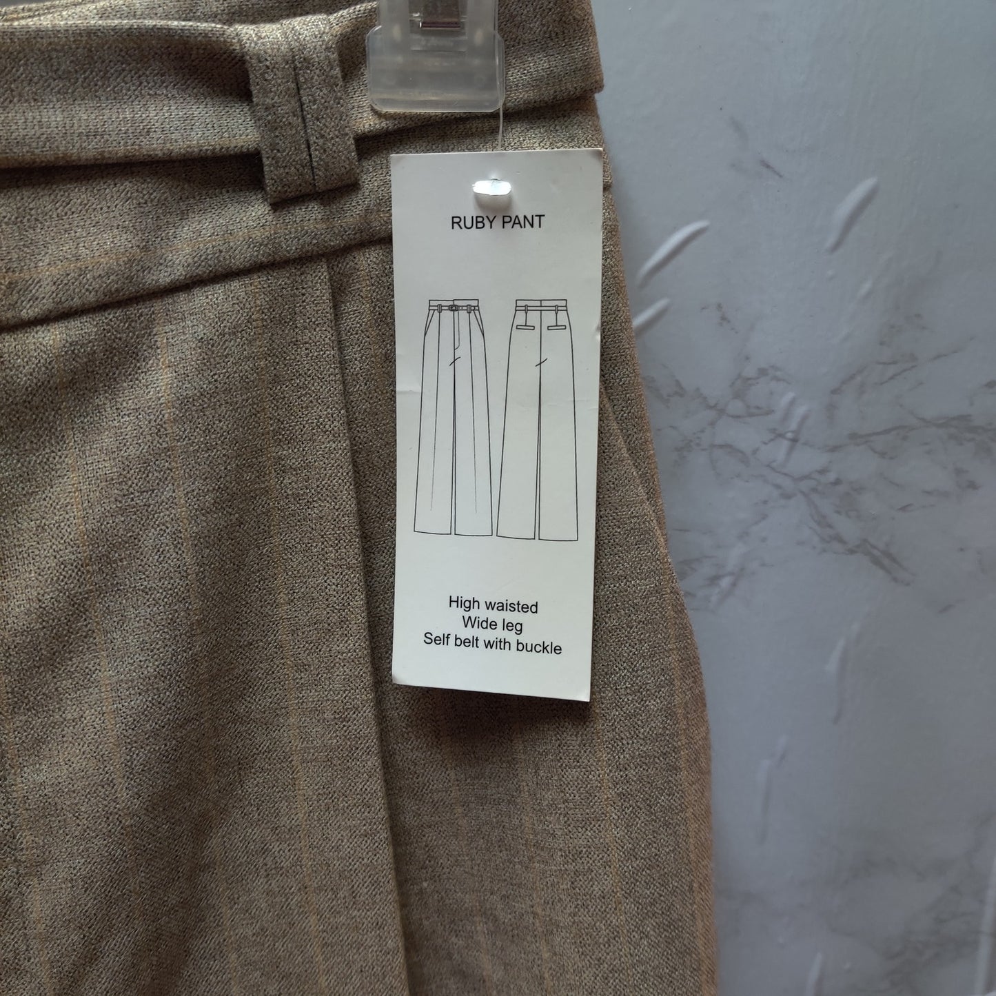 Antonio Melani Pleated Trousers NWT 2 High Waist Wide Leg Tan Pinstripe Pants