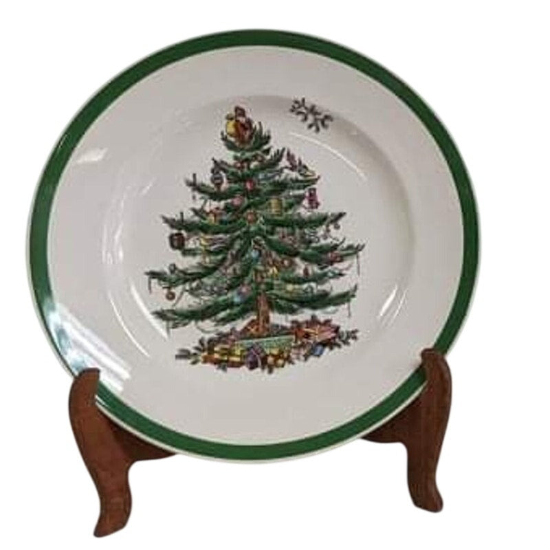 Spode Christmas Tree Bread Salad Plate Set 3 Vintage England 8"