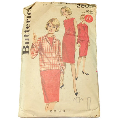 Butterick 2805 Vintage Sewing Pattern Size 14 Bust 34 Misses Jacket Dress