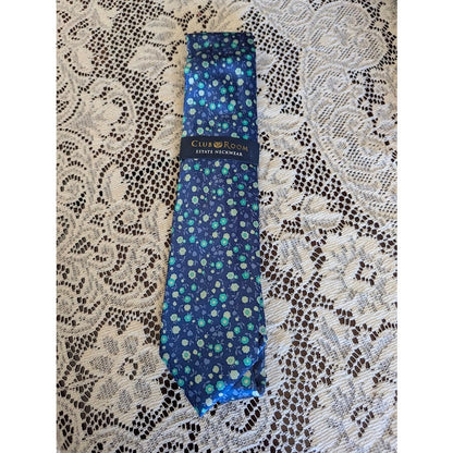 Club Room Tie Blue Green Floral Silk NWT Estate Neckwear Preppy Corpcore