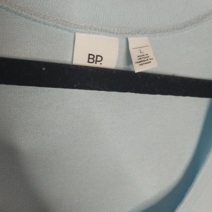BP. new baby blue casual Blouse top short sleeve side slit textured Size Large