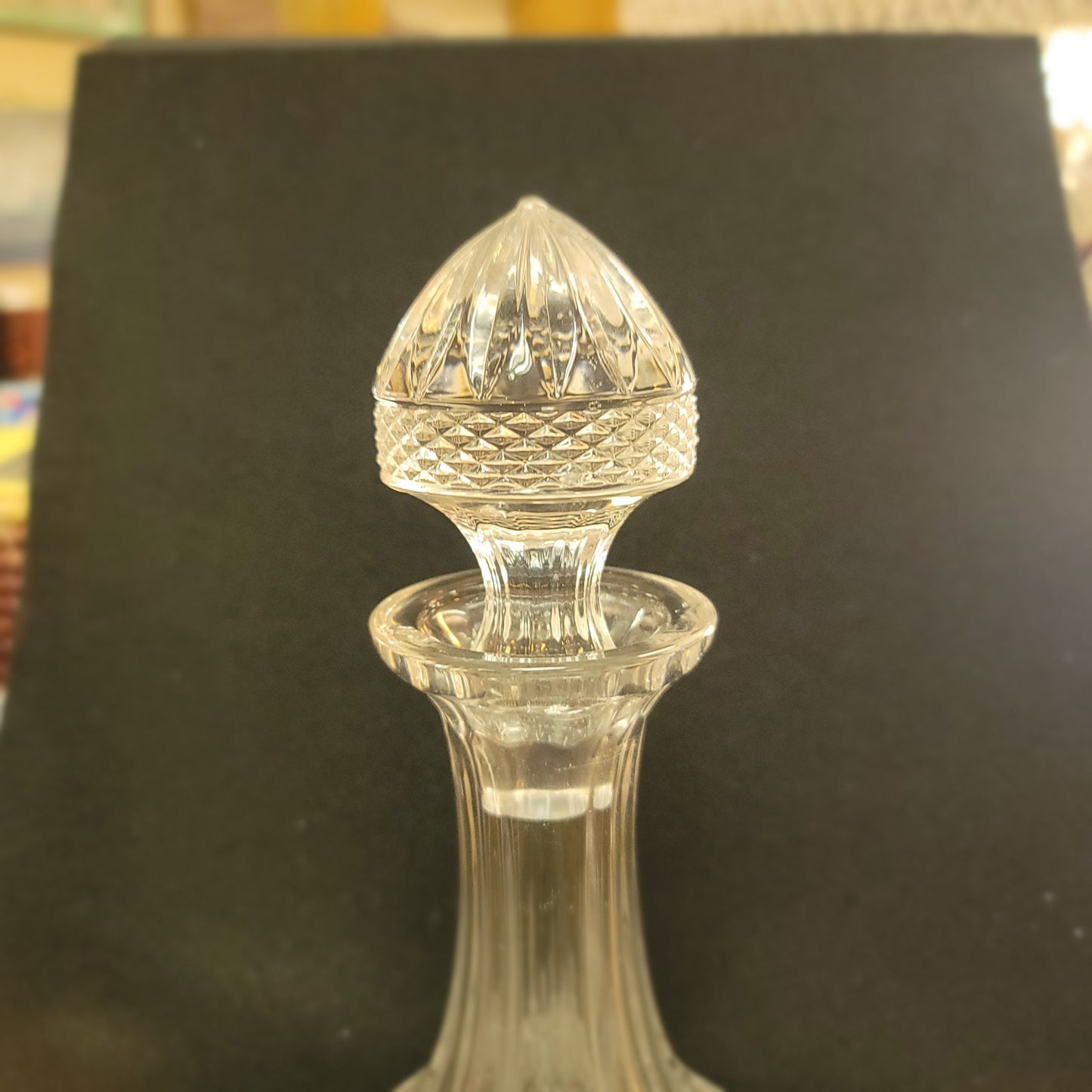 Decanter with domed Stopper EAPG FOOTED brandy Vintage 13” diamond pattern