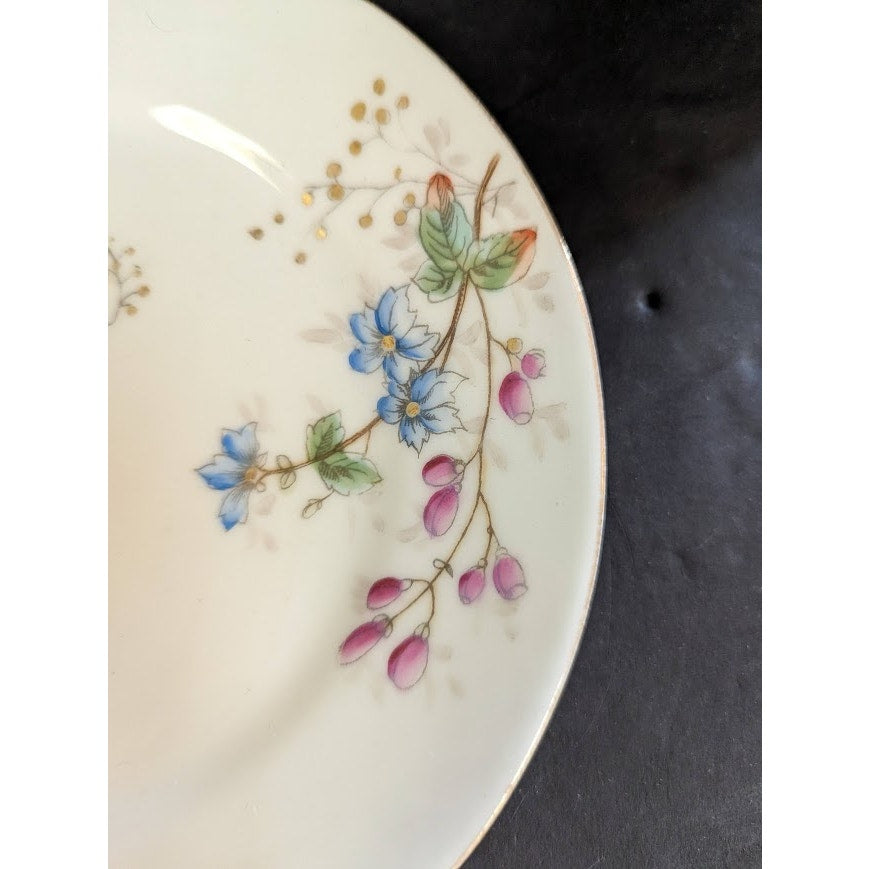 Vintage Haviland Salad Plate Pink Blue Green Plum Blossom  Floral Flower Branch