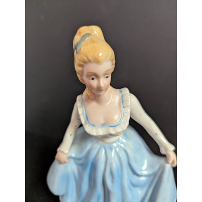 Vintage Blue and White Gown Lady Figurine Kitschy Porcelain Figurine