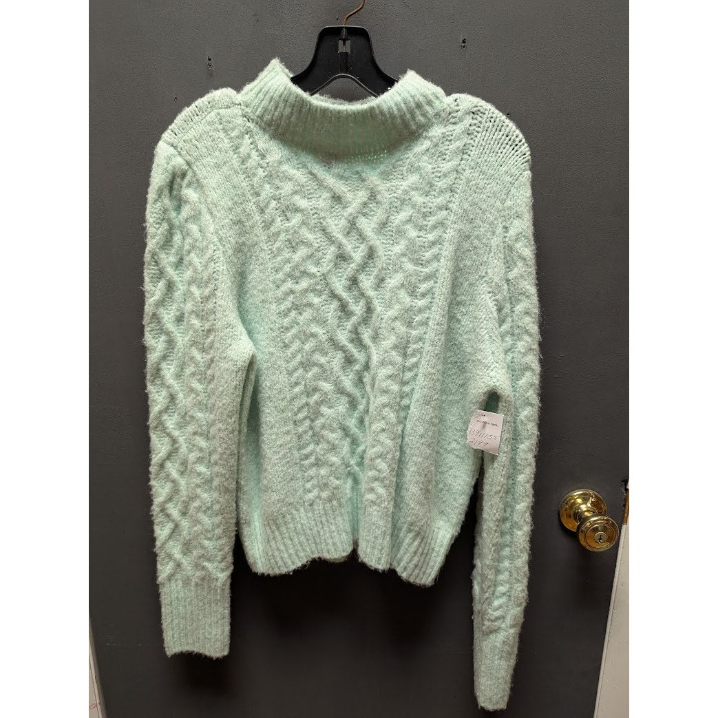 halogen x atlantic-pacific cable knit sweater Size Large green mist $79 NEW