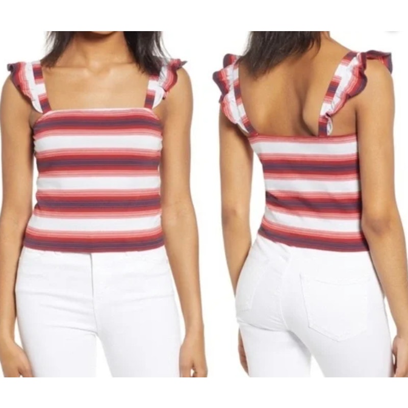 NEW BP.  Nordstrom Caroline striped ruffle tank top Summer Casual Size Small