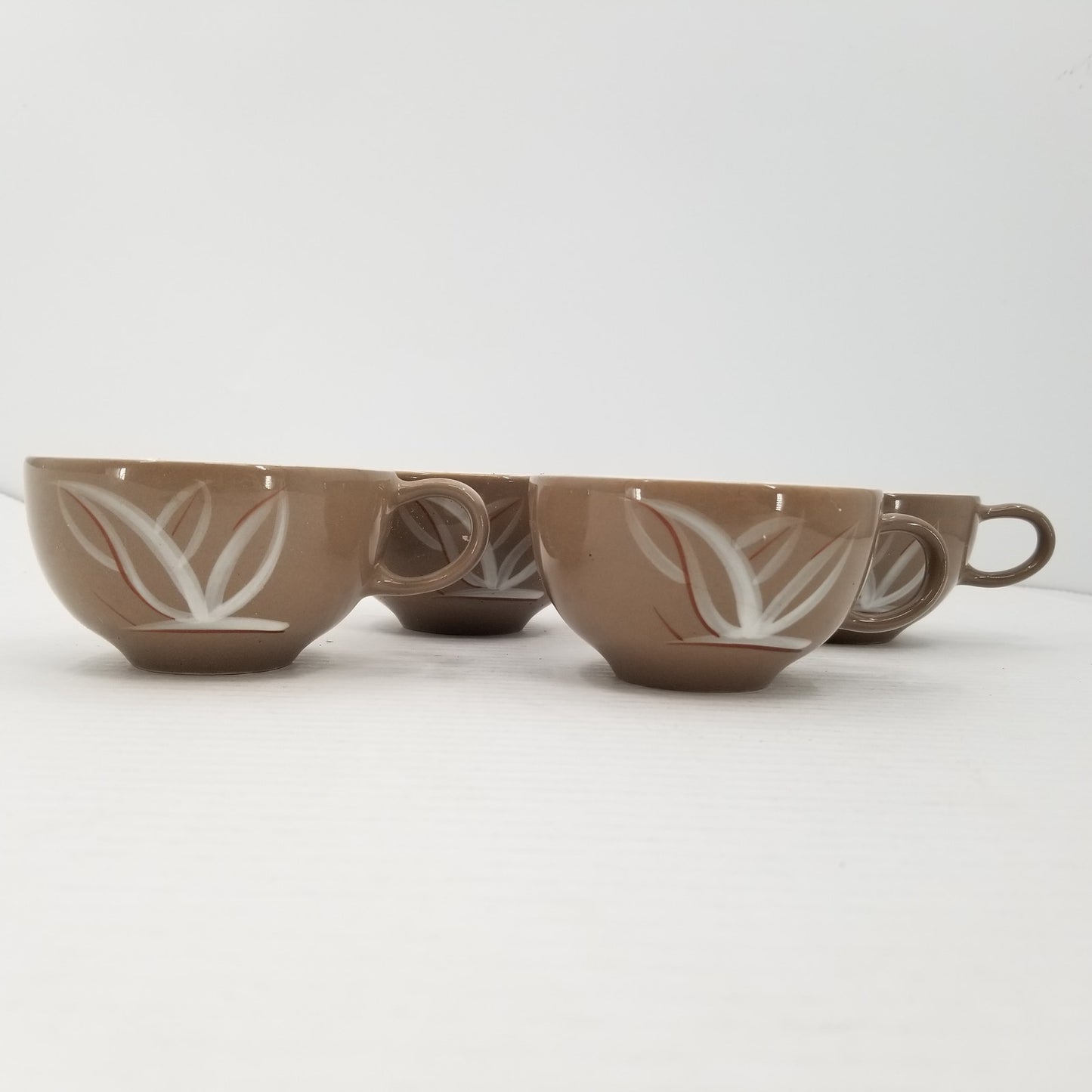 Winfield Desert Dawn Brown /Cream Handcrafted china Dinnerware MCM lot 4 Teacups
