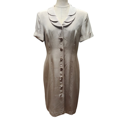 Spenser Jeremy Petites 100% Silk Button-Front Dress with Scalloped Tiered Collar