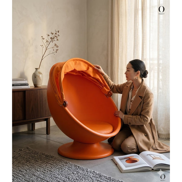 IKEA PS Lomsk Swivel Egg Chair Orange Pod Retro Mid-Century Mod Space Age