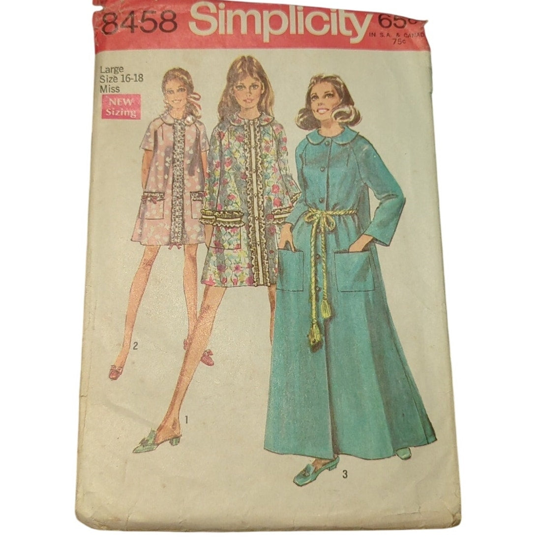Simplicity 8458 Vintage Sewing Pattern Size Large Bust 36 to 38 Misses Coat