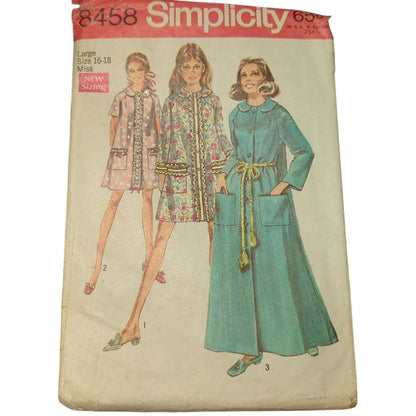 Simplicity 8458 Vintage Sewing Pattern Size Large Bust 36 to 38 Misses Coat