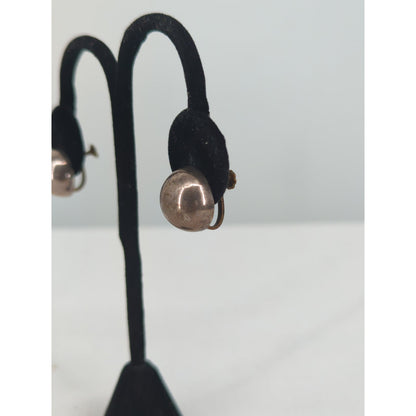 Vintage Silver-Tone Domed Half-Sphere Clip-On Statement Earrings