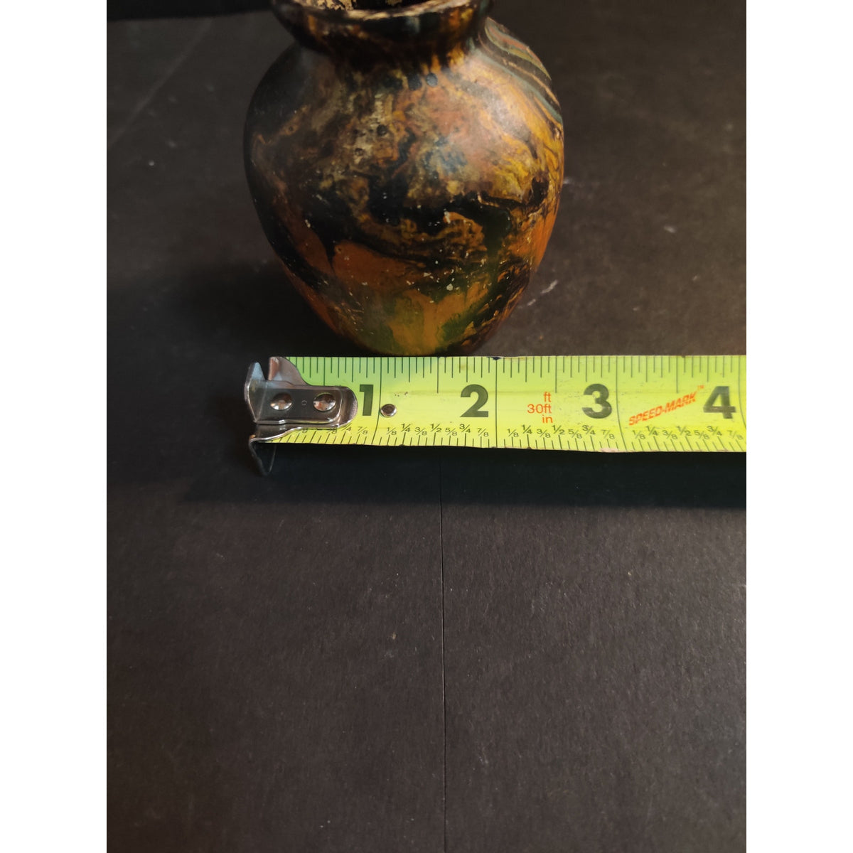 Vintage 3.6" Marbled Studio Pottery Miniature Vase Swirl Art Ceramic