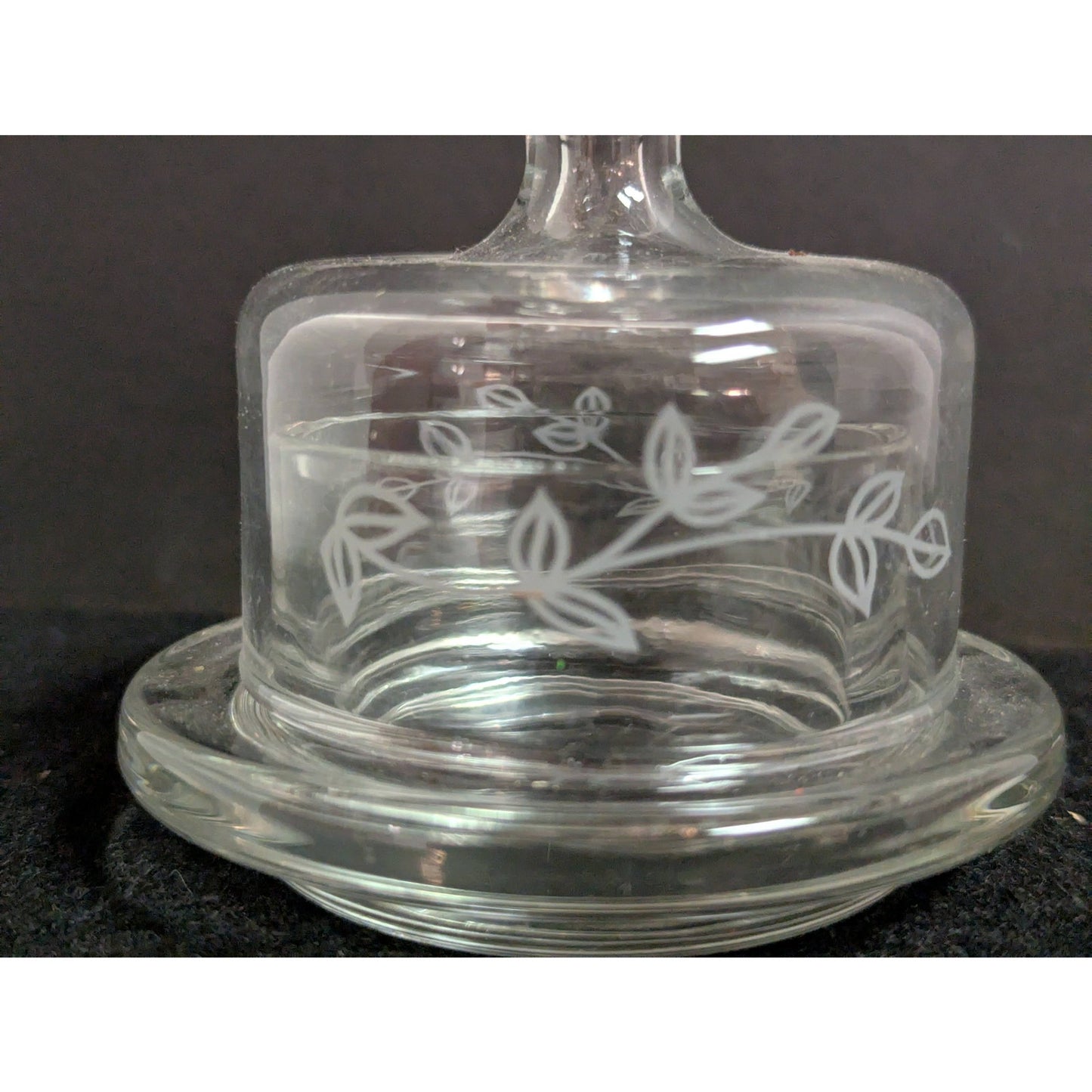 Vintage Etched Glass Mini Cheese/Butter Dome with Underplate