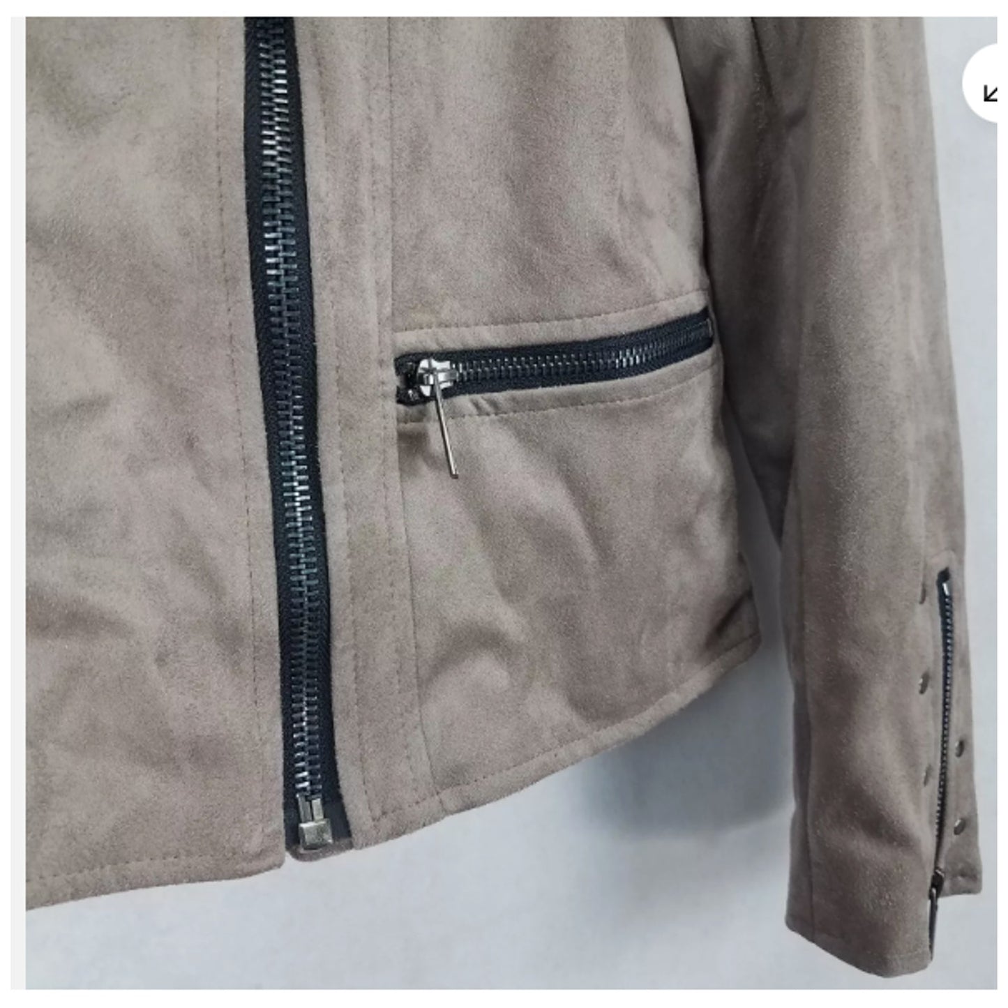 KUT from the Kloth SMALL Asymmetrical Zipper Crop Moto Jacket in Buff $98 NEW