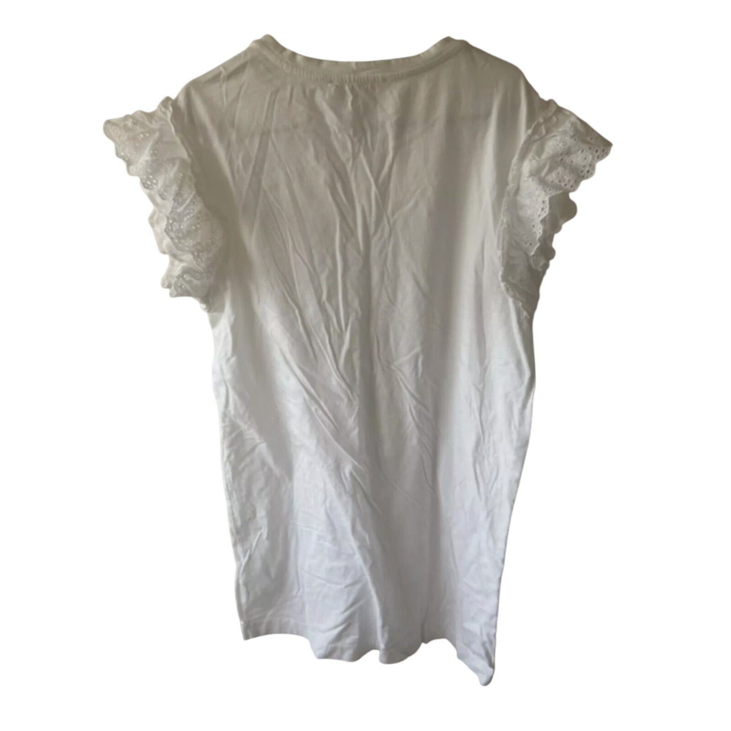 All saints Senna Adelaide eyelet tee dress Medium NEW $120 cHALK white Flutter