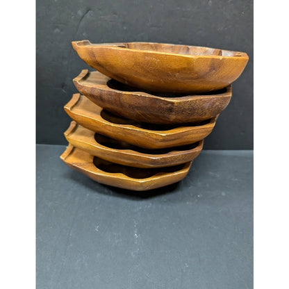Vintage Wood 7 pc. Apple Pumpkin MCM Serving Set 1 Centerpiece with 5 bowls