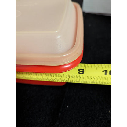 Vintage Tupperware Servalier Orange Loaf Pan Container with Sheer Lid