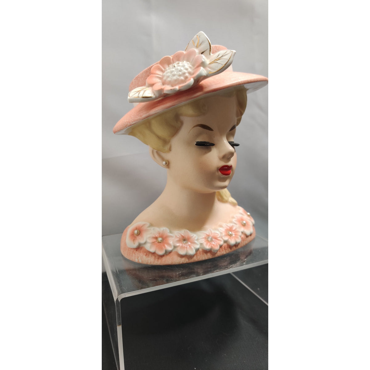 Vintage Rubens Pink Floral Lady Headvase Mid Century Kitsch Retro Collectibles!!